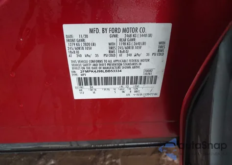 2020 Ford Edge Sel z USA, uszkodzony, nr VIN 2FMPK4J98LBB53334